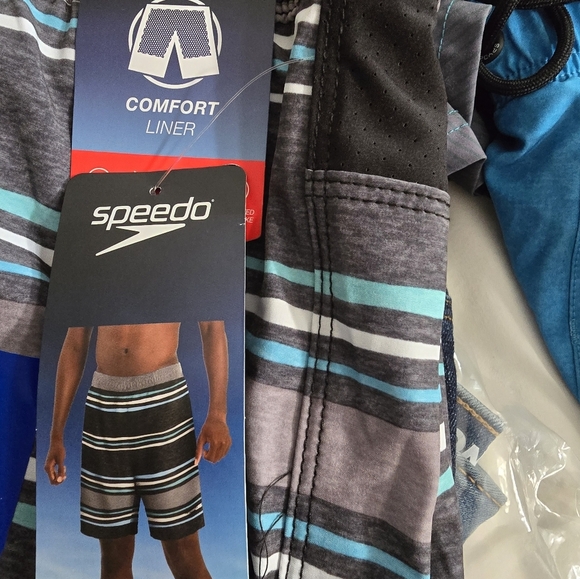 speedo mens striped tech volly lined swim set trunks l xl xxl new - Picture 4 of 6